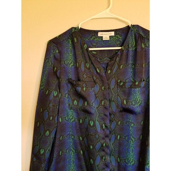 Liz Claiborne snake skin button up blouse - Picture 2 of 4